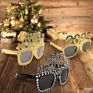 KatchOn Happy New Year Glasses 2025 Pack of 6 Stylish