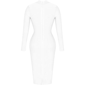 UONBOX Deep Plunge V Neck Bandage Dress for Women