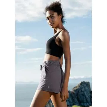 Willit Women's Shorts Hiking Athletic Shorts Yoga Lounge Active Workout Running Shorts Comfy Casual with Pockets Grayish Purple M