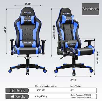 GTRACING Gaming Chair with Speakers Bluetooth Music Video Game Chair Audio Ergonomic Design Heavy Du...