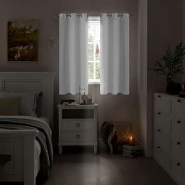QUEMAS White Blackout Curtains for Bedroom 63 Inch Length 2 Panels Set, Thermal Insulated 100% Light...