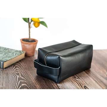 VELLAIRE Genuine Leather Toiletry Bag, Travel Toiletry Bag For Men, Men's Toilety Bag, Father's Day ...