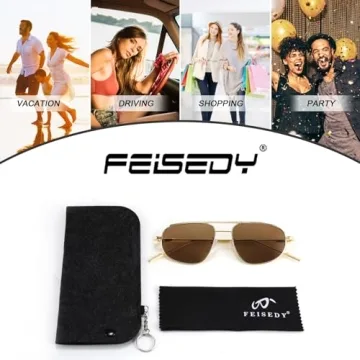FEISEDY Retro Aviator Sunglasses - Stylish Metal Oval Shades