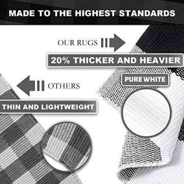 KOZYFLY Buffalo Plaid Area Rug 5 x 7 Ft Black and White Checkered Rug Washable Outdoor Patio Rugs Cotton Rugs for Living Room Carpet for Dining Room Bedroom Farmhouse Rug