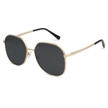 SOJOS Trendy Oversized Sunglasses for Women Men UV400 Protection Hexagon Shades with Spring Hinges SJ1210, Gold/Black