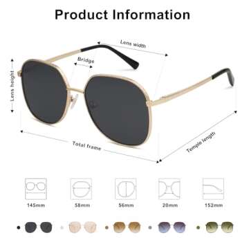 SOJOS Trendy Oversized Sunglasses for Women Men UV400 Protection Hexagon Shades with Spring Hinges SJ1210, Gold/Black