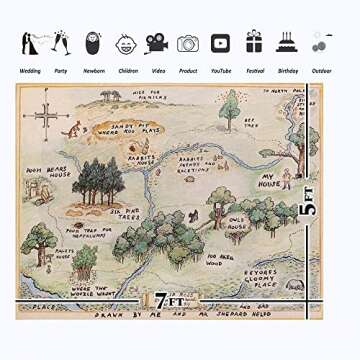 100 Acre Woods Bear Backdrop Baby Shower 7x5 Bear Background Happy Birthday Bear Home Map Backdrops ...