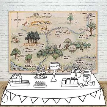 100 Acre Woods Bear Backdrop Baby Shower 7x5 Bear Background Happy Birthday Bear Home Map Backdrops for Kids One Year Old