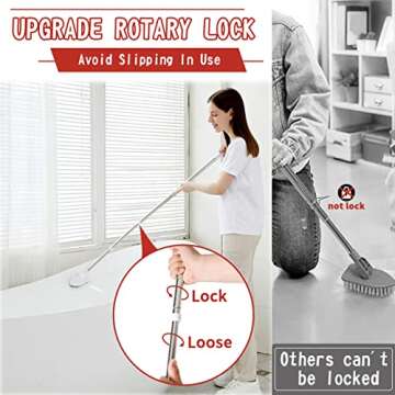 2-in-1 Shower Scrubber for Cleaning with 46'' Long Handle, Fixable Shower Cleaning Brush, Flexible Bathroom Scrubber for Shower/Bathroom, Non Scratch Bathtub Scrubber with Microfiber Cloth by MAYKI