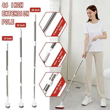 2-in-1 Shower Scrubber for Cleaning with 46'' Long Handle, Fixable Shower Cleaning Brush, Flexible Bathroom Scrubber for Shower/Bathroom, Non Scratch Bathtub Scrubber with Microfiber Cloth by MAYKI