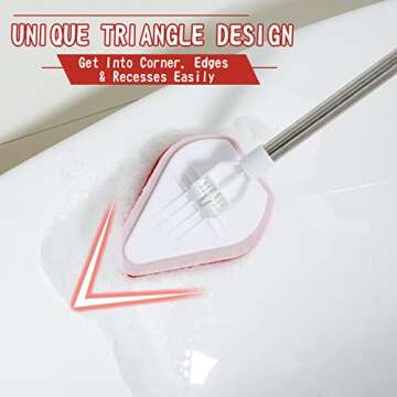 2-in-1 Shower Scrubber for Cleaning with 46'' Long Handle, Fixable Shower Cleaning Brush, Flexible Bathroom Scrubber for Shower/Bathroom, Non Scratch Bathtub Scrubber with Microfiber Cloth by MAYKI