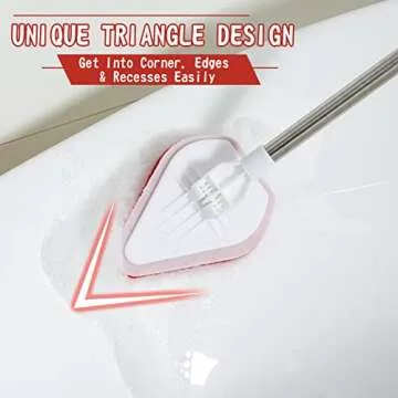 2-in-1 Shower Scrubber for Cleaning with 46'' Long Handle, Fixable Shower Cleaning Brush, Flexible Bathroom Scrubber for Shower/Bathroom, Non Scratch Bathtub Scrubber with Microfiber Cloth by MAYKI