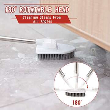 2-in-1 Shower Scrubber for Cleaning with 46'' Long Handle, Fixable Shower Cleaning Brush, Flexible Bathroom Scrubber for Shower/Bathroom, Non Scratch Bathtub Scrubber with Microfiber Cloth by MAYKI