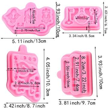 Mujiang Vintage Key Cake Fondant Mold Belt Hinge Screws Silicone Molds For Sugar Gum Cupcake Topper Cake Decorating Chocolate Set Of 4