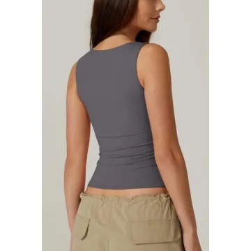 QINSEN Women's Square Neck Sleeveless Tank Top for Summer