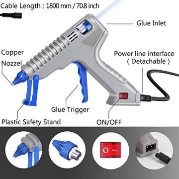 NSNSWA Hot Glue Gun, 60W Full Size High Temp Hot Melt Glue Gun Kit with 10pcs Glue Sticks for DIY, Crafts and Quick Repair