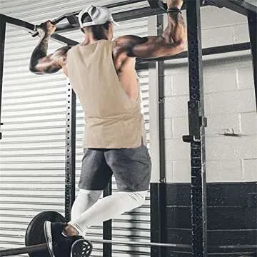 COOFANDY Mens Workout Mucsle T 2 Pack Gym Tank top Bodybuilding Fitness T Shirt Black/Light Khaki(2pcs) Medium Sleeveless