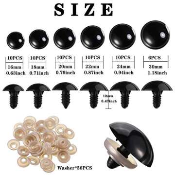 WILLBOND 56 Pcs Large Safety Eyes for DIY Crafting & Doll Making
