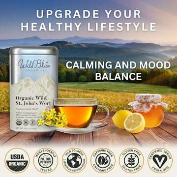Wild Bliss Organic St Johns Wort Herbal Tea - Caffeine Free Mood Balance Support Tea - Pharmacopoeia...
