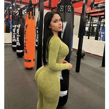 ABOCIW Long Sleeve Seamless Workout Sets for Women