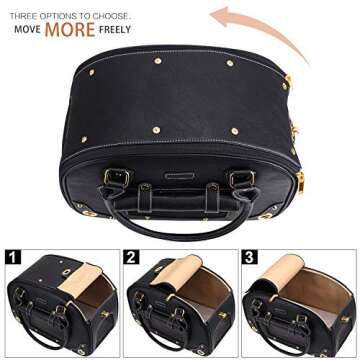 PetsHome Dog Carrier Purse, Pet Carrier, Cat Carrier, Foldable Waterproof Premium PU Leather Pet Tra...