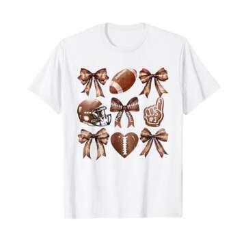 Retro Coquette Football Bow Game Day Football Season Women T-Shirt