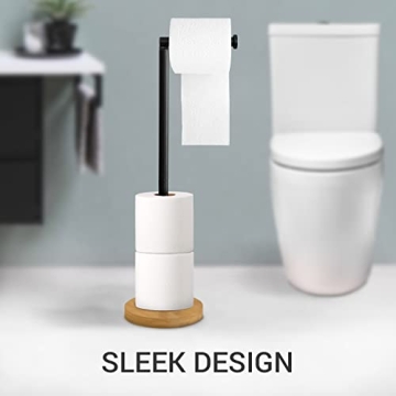 Stylish Toilet Paper Holder Stand with Bamboo Base