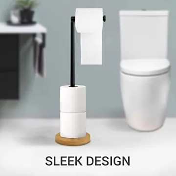 Stylish Toilet Paper Holder Stand with Bamboo Base