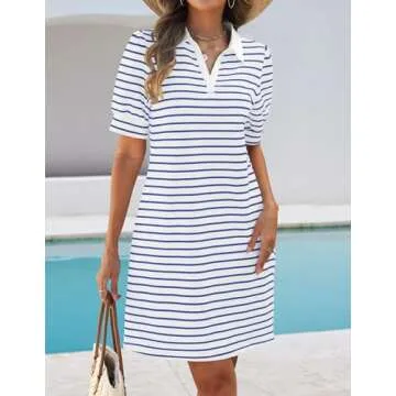 ZESICA Summer Striped Mini Dress for Women - Casual Style