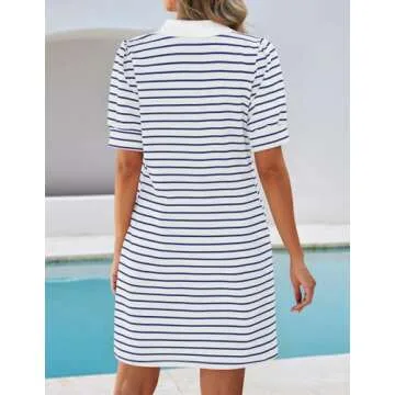 ZESICA Summer Striped Mini Dress for Women - Casual Style
