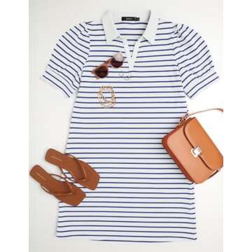 ZESICA Summer Striped Mini Dress for Women - Casual Style