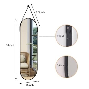 Elegant XRAMFY 16''x48'' Full Length Mirror with Leather Strap