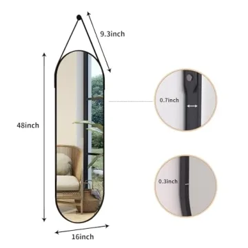 Elegant XRAMFY 16''x48'' Full Length Mirror with Leather Strap