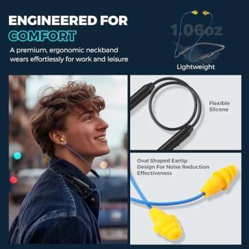 MIPEACE Bluetooth Earplug Neckband with 29dB Noise Reduction