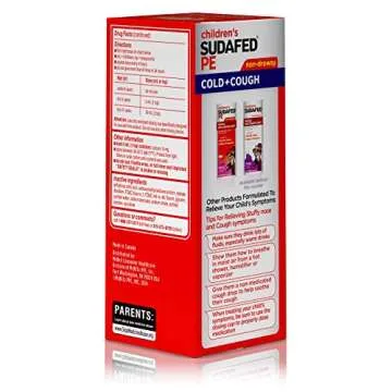 CHILDREN'S SUDAFED PE Nasal Decongestant, Cough Suppressant COLD + COUGH Non-Drowsy, Grape Flavor 4 fl oz