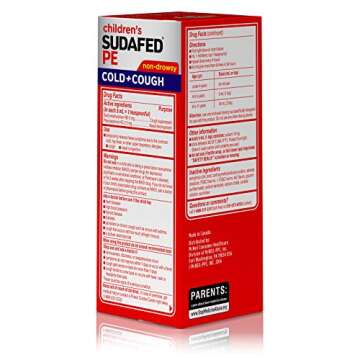CHILDREN'S SUDAFED PE Nasal Decongestant, Cough Suppressant COLD + COUGH Non-Drowsy, Grape Flavor 4 fl oz