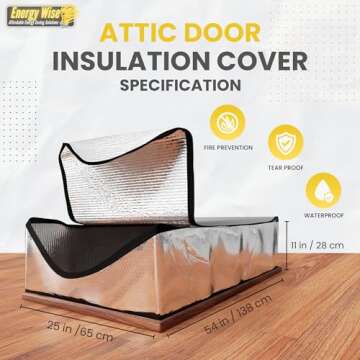 Energy Wise Attic Door Insulation Cover, 25″x54″x11″, Extra Thick Double Bubble Attic Insulati...
