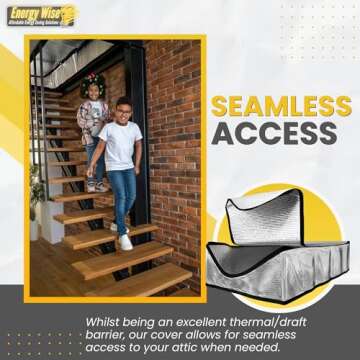 Energy Wise Attic Door Insulation Cover, 25″x54″x11″, Extra Thick Double Bubble Attic Insulation for Pull Down Stairs, Air Tight Attic Stairs Insulation Cover with Easy Zipper Access