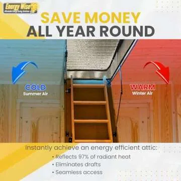 Energy Wise Attic Door Insulation Cover, 25″x54″x11″, Extra Thick Double Bubble Attic Insulation for Pull Down Stairs, Air Tight Attic Stairs Insulation Cover with Easy Zipper Access