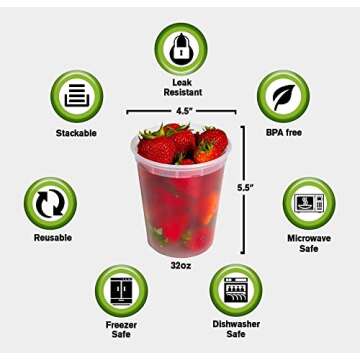 Deli Plastic Food Containers with Airtight Lids [50 Sets], Leakproof Slime Small Combo Pack [Reusabl...