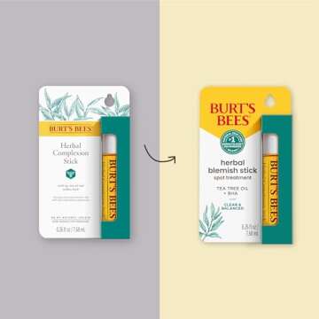 Burt's Bees Herbal Blemish Stick, 0.26 Fl Oz (Pack of 2), Tea Tree Oil Infused, Soothing, Exfoliating, Cleansing, Unisex