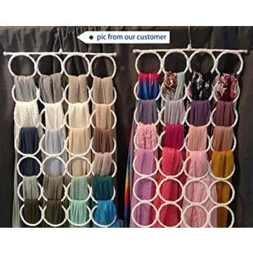 Tosnail Pack of 2 Scarf Hanger Holder Organizer Space Saver for Tie, Belt, Scarves, Socks - White