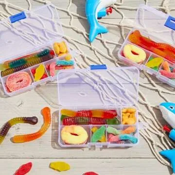 Juvale 12 Pack Mini Clear Storage Containers with 10 Grid Dividers - Small Plastic Tackle Boxes for Beads, Buttons, & DIY Jewelry - 2.5 x 5 In Bulk Storage Organizer Set