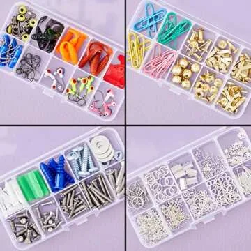 Juvale 12 Pack Mini Clear Storage Containers with 10 Grid Dividers - Small Plastic Tackle Boxes for Beads, Buttons, & DIY Jewelry - 2.5 x 5 In Bulk Storage Organizer Set