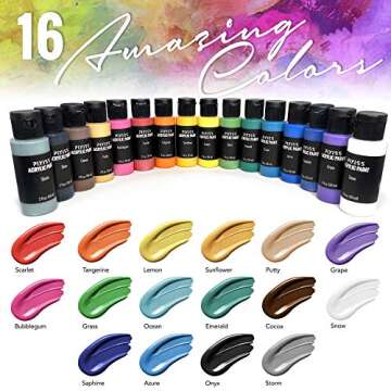 Floetrol For Acrylic Paint Pouring Kit, Flotrol Acrylic Pour Medium Additive, 16 Acrylic Pouring Pai...