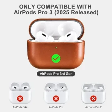 ICARER AirPods Pro 3 Case - 100% Genuine Leather, Handmade Vintage Cover