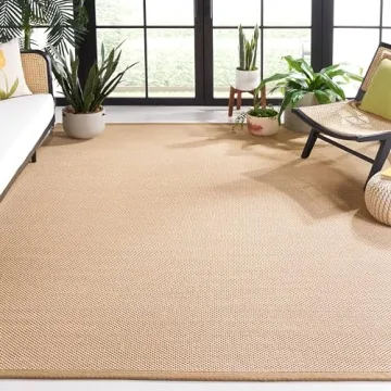 SAFAVIEH Natural Fiber Collection Area Rug - 8' x 10', Maize & Linen, Border Sisal Design, Easy Care...