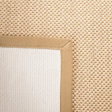 SAFAVIEH Natural Fiber Collection Area Rug - 8' x 10', Maize & Linen, Border Sisal Design, Easy Care, Ideal for High Traffic Areas in Living Room, Bedroom (NF141B)