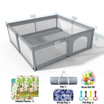 LUTIKAING 79"x71" Baby Playpen with Mat, Safe Playpen, Play Pen for Babies and Toddlers, Large Play ...
