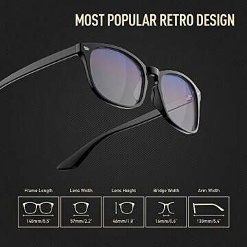 Blue Light Blocking Glasses Computer/Gaming/Reading Glasses for Women Men 2 Pack